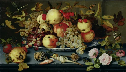 Nature morte avec fruits, fleurs et fruits de mer